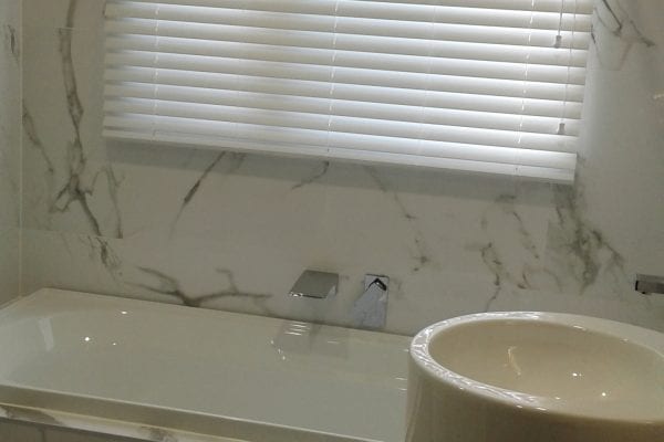 Marble tiled bathroom